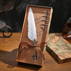 English Calligraphy Feather Dip Pen Classical Fountain Pen 1Set Feather Pen Box with 5 Nib Stationery Gift Wedding Gift Creative
