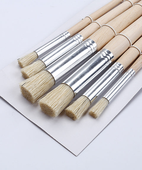 6 Pcs Natural Bristles Wooden Stencil Brush Set