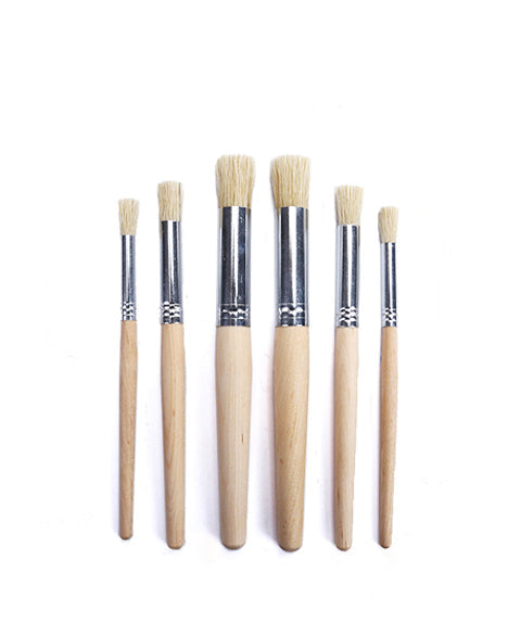 6 Pcs Natural Bristles Wooden Stencil Brush Set