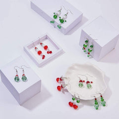 1 Box DIY Make 8 Pairs Christmas Crystal Bead Dangle Earring Making Kits White Snowman Red Angel Glass Bead Xmas Tree Dangle Earrings Jewelry Making Supplies