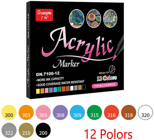 12/24/36 Colors Acrylic Paint Brush Marker Pens