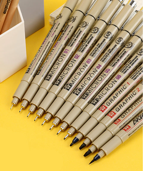 12 Pcs Precision Micro-Line Ink Pen Set