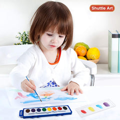 8 Colors Watercolor Paint Set Washable Watercolor Paint Set with Paint Brushes For Kids and Adults Drawing Coloring Painting, Washable Paint for Classroom, Parties, Kindergarten and Art Activities
