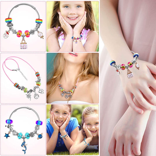 112 Pcs Christmas Jewerly Making Kit Charm Bracelets Kit with Beads, Jewelry Charms, Bracelets for DIY Craft, Jewelry Gift for Adults and Kids