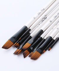 12 Pcs Angular Flat Paint Brush Set