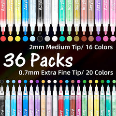 Acrylic Paint Markers Pen 12/24/36 Colors  Acrylic Paint Marker Pens Set