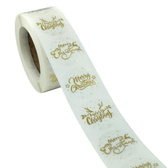 500pcs/roll Rose Gold Merry Christmas Stickers Round Labels Kraft Paper Xmas Gifts Box Labels Decorations New Year Sealing Label Stickers For Party DIY Packaging Stationery Stickers