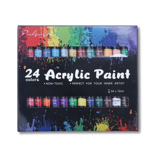 12/24 Color Acrylic Paint Set For Fabrics Painting Clothing Pigments Non-Fading Non-Toxic Professional Artist Painting 12Ml