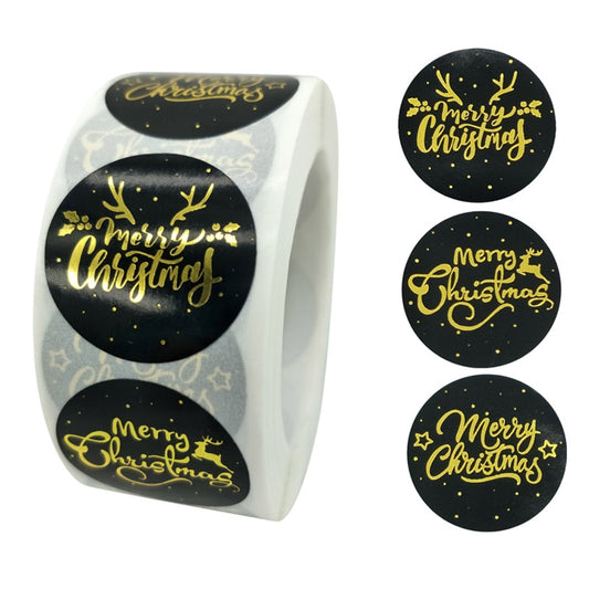 500pcs/roll Rose Gold Merry Christmas Stickers Round Labels Kraft Paper Xmas Gifts Box Labels Decorations New Year Sealing Label Stickers For Party DIY Packaging Stationery Stickers