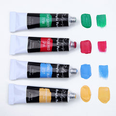 12/24 Color Acrylic Paint Set For Fabrics Painting Clothing Pigments Non-Fading Non-Toxic Professional Artist Painting 12Ml