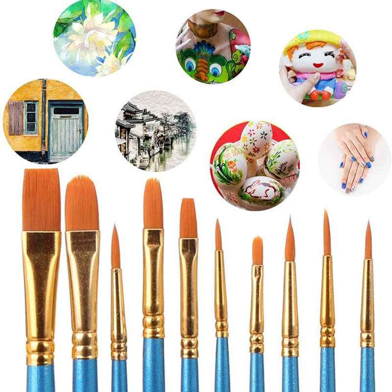 12 Pcs DIY Painting Tools With 2PCS Paint Tray Palettes 10PCS Brush Paint Palettes