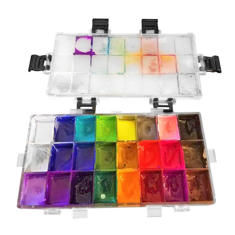 24/36 Grids Watercolor Moisturizing Painting Palette Leakproof Paint Palette Storage Box Stationery Drawing Supplies