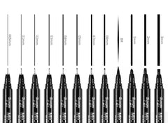 Refillable Black Ink Fineliner Waterproof Drawing Marker Pen Set