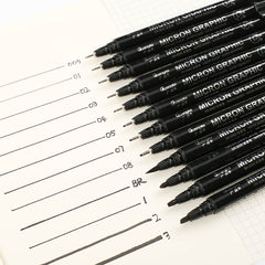 Refillable Black Ink Fineliner Waterproof Drawing Marker Pen Set