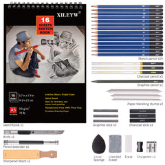 37pcs/set Drawing Kit Sketching Pencils Set