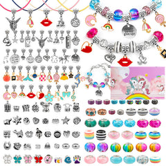 Bracelet Making Kit 1 Set Unicorn Charms Bracelet  Beaded Fashion Bracelet Jewelry Making Kit  with Bracelet,Pendant,Beads,Charms and Necklacefor Girls Kids Bracelet Craft Kit Gift