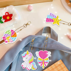 5D Unicorn Donut Diamond Painting Kit With Keychains