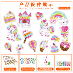 5D Unicorn Donut Diamond Painting Kit With Keychains