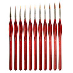 11 Pcs Miniature Detail Paint Brush Set With Wood Handle Professional Art Painting Supplies Handmade Painting Tools Outline Pen