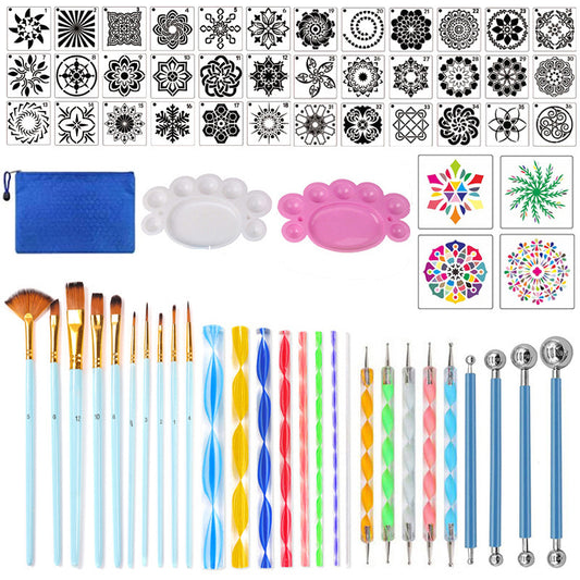 70pcs/set DIY Embossing Mandala Decor Stone Painting Templates Pottery Clay Tools Mandala Dotting Tool