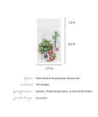 40 Pcs Fresh Plant & Flowers Series PET Stickers Set
