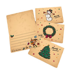 9pcs Merry Christmas Greeting Card Kraft Paper Gift With envelope sticker xmas Favors Folding Card Postcard New Year Cards Kids
