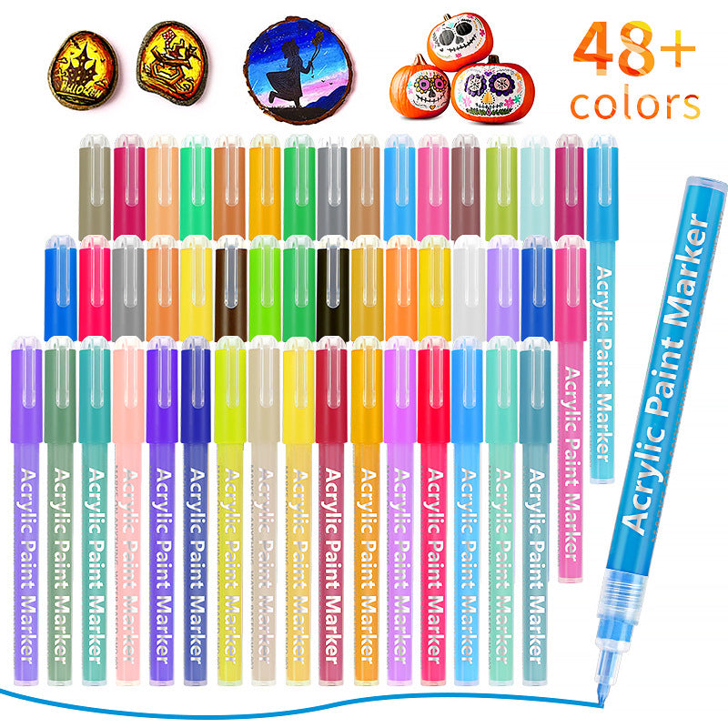 0.7 MM Acrylic Paint Marker Pen 12/18/24/36/48 Colors Set Water-based Paint Pen DIY Ceramic Graffiti Pen Acrylic Paint Marker Used for Christmas Art Rock Glass Canvas Metal Ceramic Mug Wood Plastic