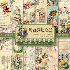 24 Sheets Easter DIY Scrapbooking Stickers Material Craft Paper Packs Scrapbooking Happy Planner DIY Card Decoration Photo Albums