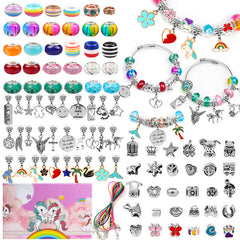 Bracelet Making Kit 1 Set Unicorn Charms Bracelet  Beaded Fashion Bracelet Jewelry Making Kit  with Bracelet,Pendant,Beads,Charms and Necklacefor Girls Kids Bracelet Craft Kit Gift