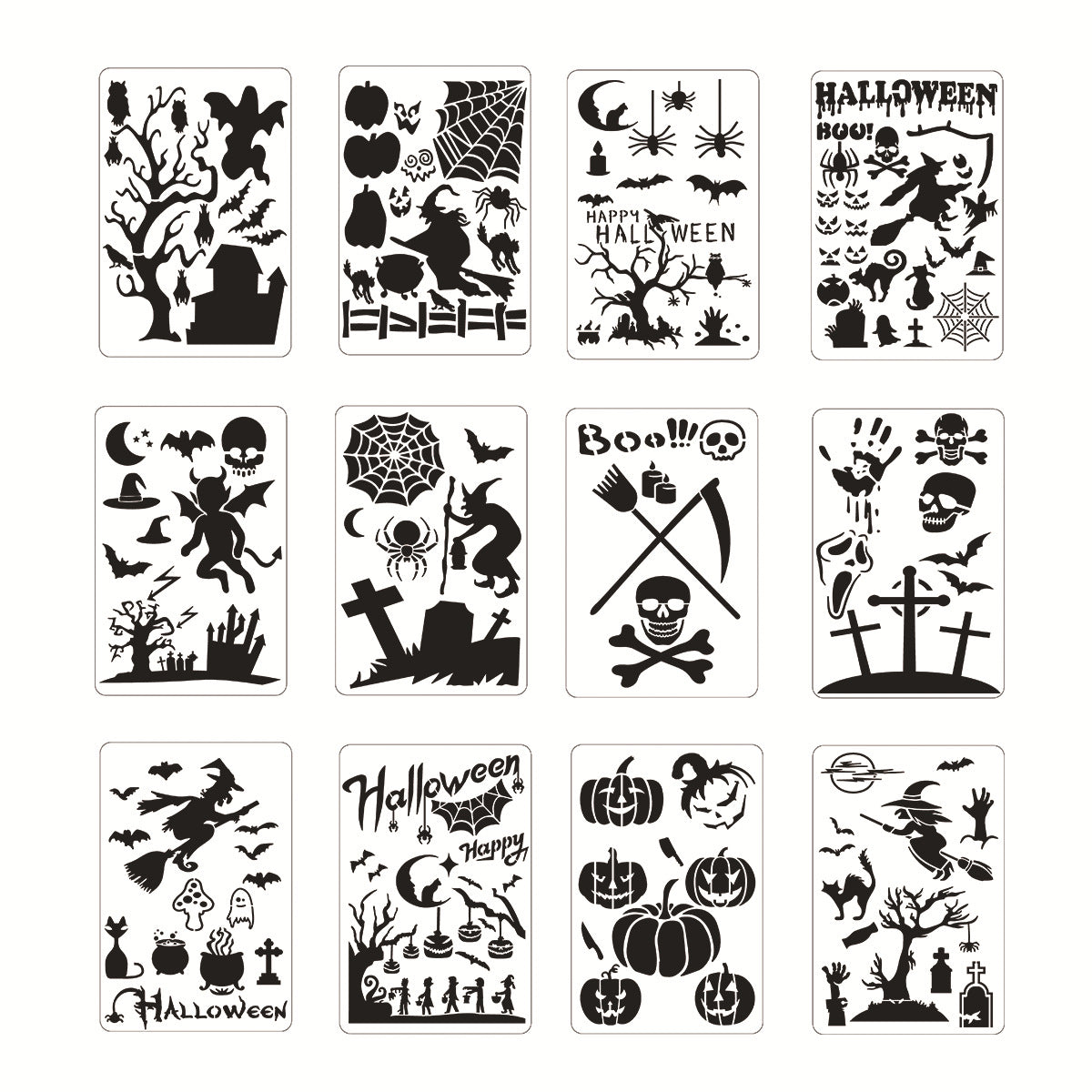 12 pcs Halloween Stencil kit