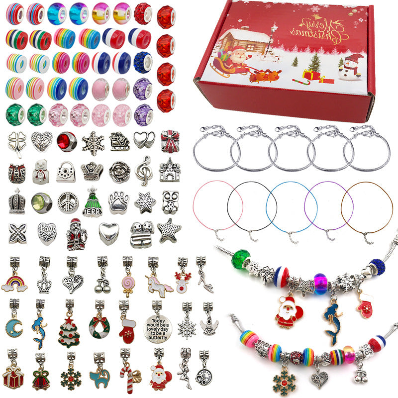100pcs Christmas Bracelet Making Set Colorful Crystal Red Elk Gift Set Girls DIY Creative Crystal Beaded Exquisite Jewelry Set Christmas Gift