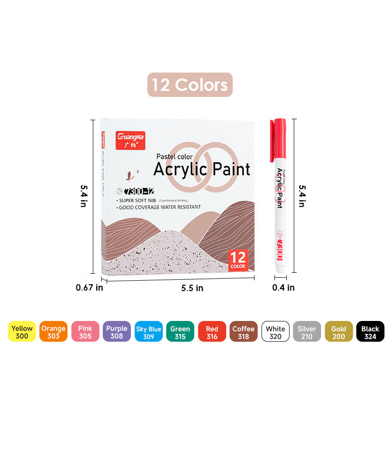 12/24/36 Colors Soft Bullet Tip Acrylic Paint Marker Pens Set