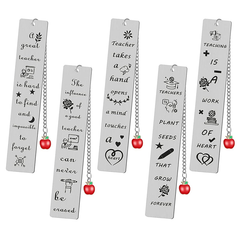 5 Pieces Teacher Bookmark Thank You Bookmark With Pendant Classic Graduation Teacher Bookmark