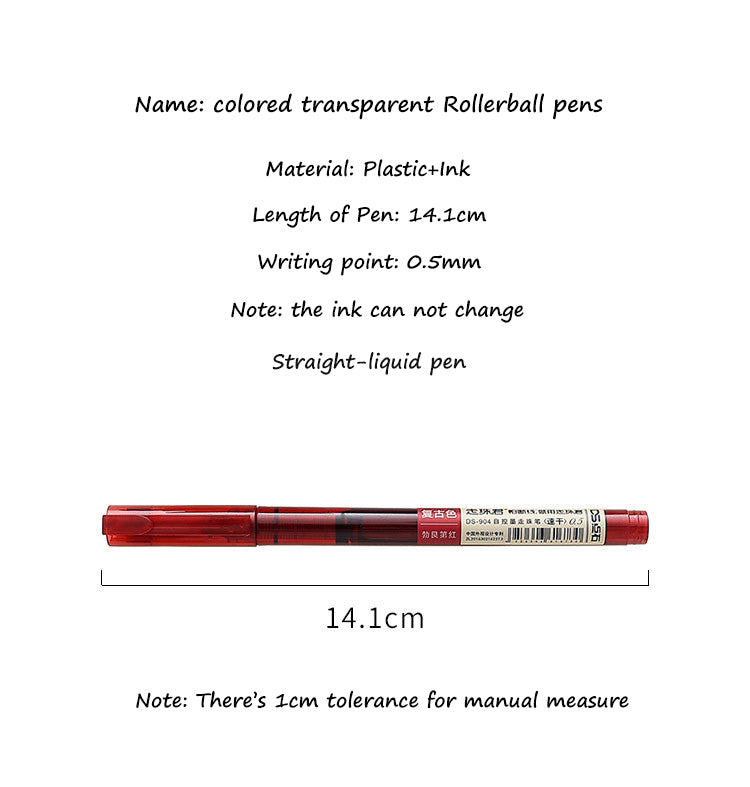 0.5mm Color Ink Rollerball Pen Blue Orange Straight Liquid Gel Pens School Office Roller Ball Point Pen Cute Stationery Supplies
