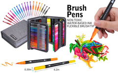 120 Colors Dual Brush Markers Pens Colored Pencil Watercolor Art Markers Professional Drawing Pencils Art Set  Fineliner Calligraphy Pens With Case for Coloring Book Drawing Writing Sketching and Doodling Designs for Adults or Kids