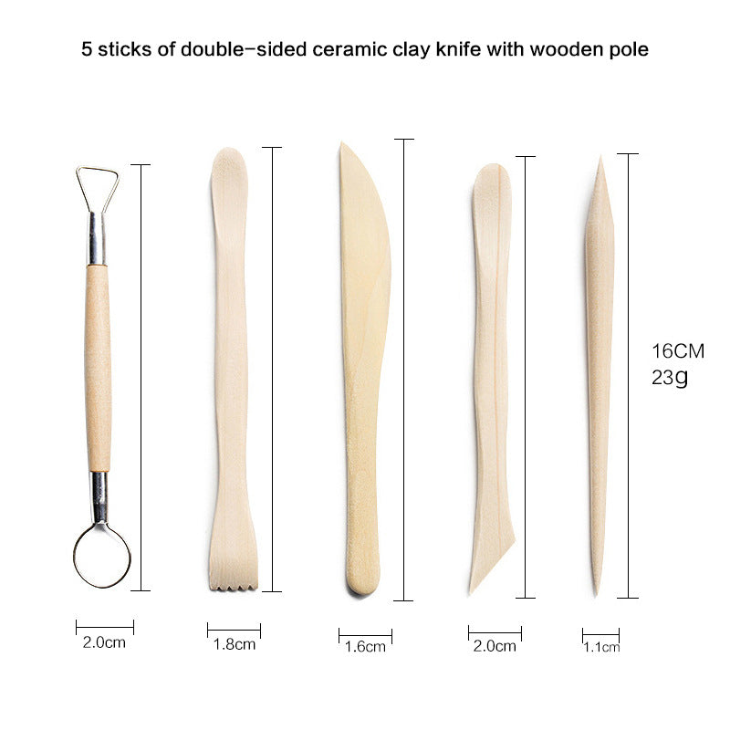 43Pcs/Set Clay Sculpting Tool Wood Handle Pottery Clay Ceramics Molding Tools DIY Dotting Art Craft Carving Tools Clay Tools