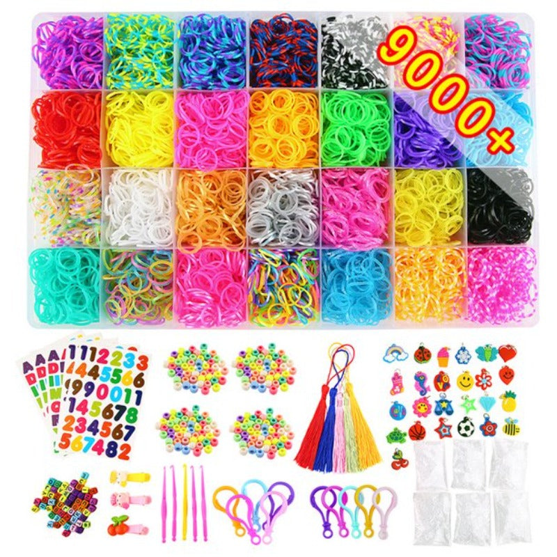 9000 Rubber Bands Loom Bands Kit Bracelet Making Kit, Rubber Bands for Bracelet Making Kit DIY Art and Craft Mega Refill kit Girls Creativity Gift to Improve Imagination 
