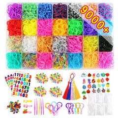 9000 Rubber Bands Loom Bands Kit Bracelet Making Kit, Rubber Bands for Bracelet Making Kit DIY Art and Craft Mega Refill kit Girls Creativity Gift to Improve Imagination 