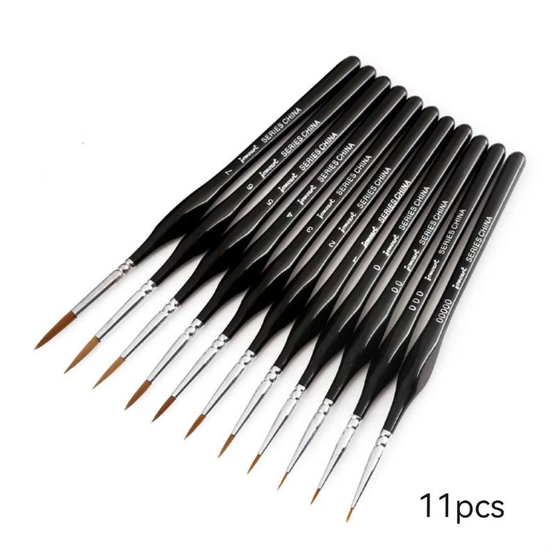 11 Pcs Miniature Detail Paint Brush Set With Wood Handle Professional Art Painting Supplies Handmade Painting Tools Outline Pen