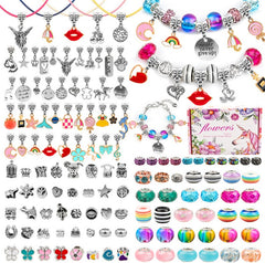 Bracelet Making Kit 130 Pcs DIY Jewelry Making Kit Children DIY Handmade Toy with Bracelet,Pendant,Beads,Charms and Necklace String for Bracelets Craft & Necklace Making,for Teen Girl Gifts Ages 3-13