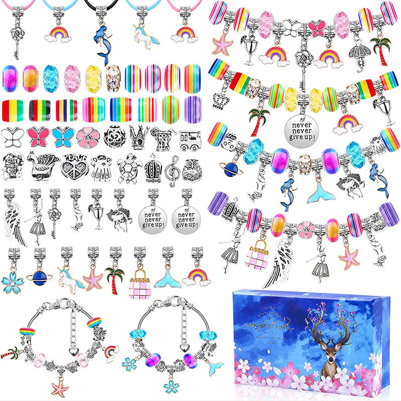 112 Pcs Christmas Jewerly Making Kit Charm Bracelets Kit with Beads, Jewelry Charms, Bracelets for DIY Craft, Jewelry Gift for Adults and Kids