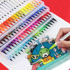 12/24/36/48/60 PCS Colored Art Sketching Markers Drawing Set Double-head Watercolor paint brush pen Diary supplies Stationery