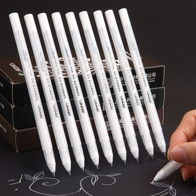 3 Pcs 0.8mm Creative White Ink Gel Pen Sketch Painting Pen Highlight Marker Pen Fine Tip for Student Stationery Drawing Art Writing School Supplies Art Hand-painted Anime Design Hook Line Pen School Stationery Supplies