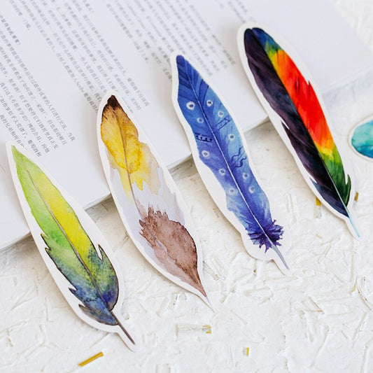 30pcs/Pack Cute Creative Colorful Feather Paper Bookmark Stationery Bookmarks Book Clip Office Accessories School Supplies
