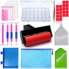 77Pcs 5D Diamonds Painting Tools and Accessories Kits with Diamond Painting Roller and Diamond Embroidery Box for Adults or Kids for Kids or Adults to Make Diamond Painting Art