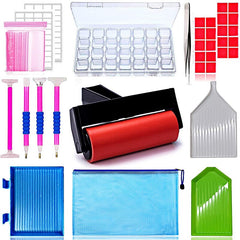 56pcs- 5D Diamond Painting Accessories & Tools Kits Diamond Painting Roller and Diamond Embroidery Box for Kids or Adults to Make Diamond Painting Art