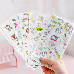 6 pcs/lot Cute Unicorn Handmade Scrapbooking Stickers Journal Kawaii Flower Decorative Diary Stationery Sticker