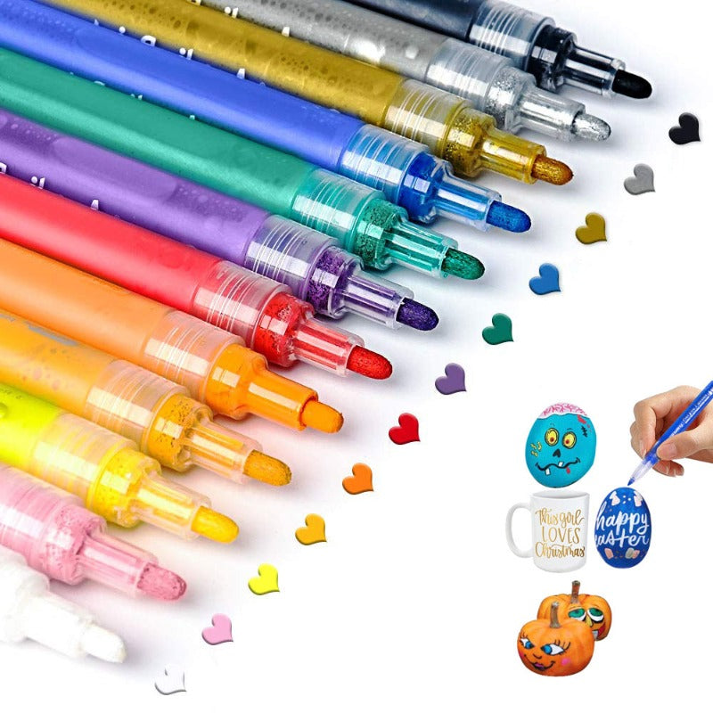 Acrylic Paint Markers Pen 12/24/36 Colors  Acrylic Paint Marker Pens Set For Rocks Painting, Ceramic, Glass, Wood, Fabric, Canvas, Mugs, DIY Craft Making Supplies, Scrapbooking Craft, Card Making