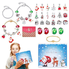 Christmas Countdown Advent Calendar DIY Charm Bracelet Necklace Jewelry Making Kit For Kids Children Xmas Gifts