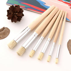 6Pcs Wood Handle Paint Brushes Durable Arts Crafts Watercolor Painting Brush Set Washable DIY Handmade Watercolor Brushes Set School Supplies Creative Wear-resistant Oil Paintbrushes